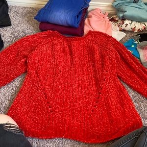 Red knitted sweater